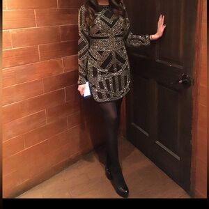 ASOS black sequin embellished mini dress